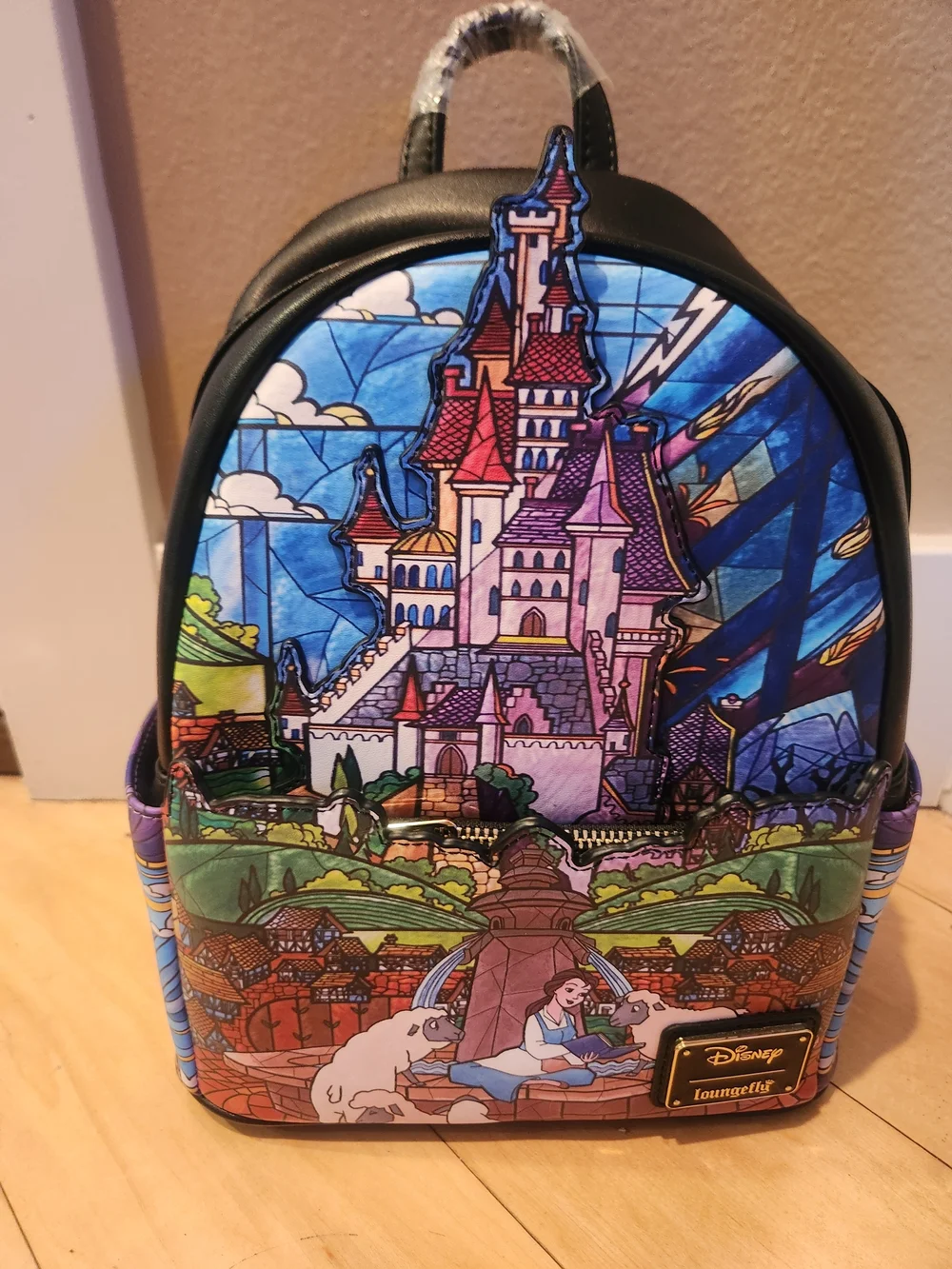 Disney Loungefly Beauty and the Beast Stained Glass Castle Mini Backpack
